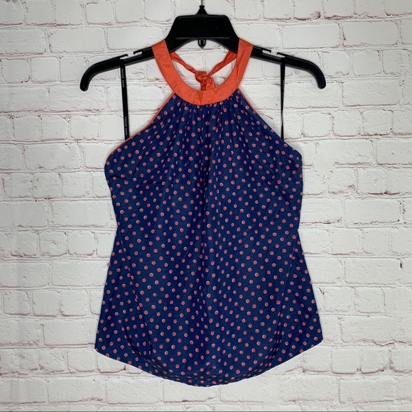 Marc Jacobs Womens Blue Polka Dot 100% Silk Halter Top Size XS/ S - Picture 1 of 7